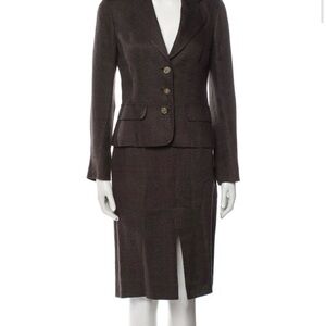 Dolce & Gabbana Dark Brown Blazer and Skirt Set